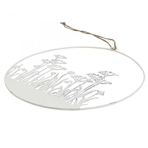 Produkt Ozdobny pierścionek biały metalowy ozdobny kwiat łąka wiosenna dekoracja Ø22cm