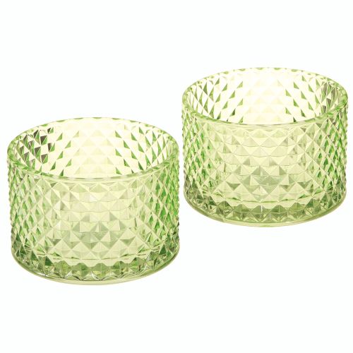 Produkt Dekoracyjna misa szklana świecznik na tealighty zielony retro Ø10,5cm 2szt