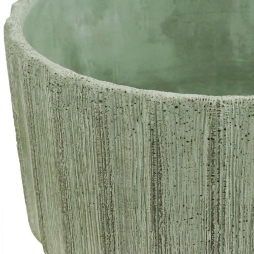 Floristik24 Misa dekoracyjna zielona ceramiczna retro w paski Ø20cm W11cm
