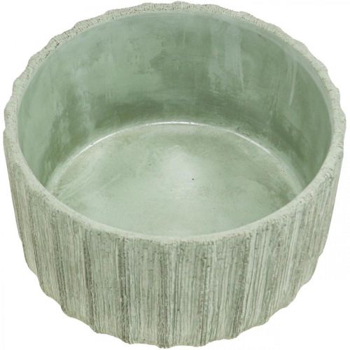 Floristik24 Misa dekoracyjna zielona ceramiczna retro w paski Ø20cm W11cm