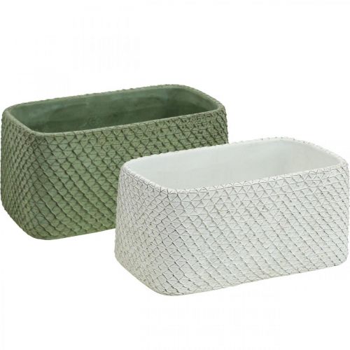 Produkt Miska dekoracyjna ceramiczna zielona biała siatka reliefowa 23x12,5cm W11cm 2szt