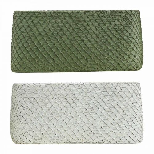 Floristik24 Miska dekoracyjna ceramiczna zielona biała siatka reliefowa 23x12,5cm W11cm 2szt