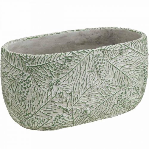Floristik24 Miska dekoracyjna ceramiczna owalna zielona biała szara gałązki jodły L22,5cm