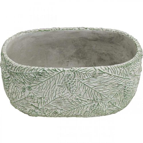 Floristik24 Miska dekoracyjna ceramiczna owalna zielona biała szara gałązki jodły L22,5cm