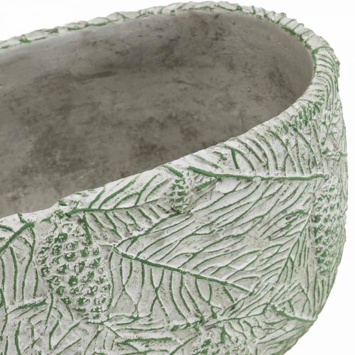 Floristik24 Miska dekoracyjna ceramiczna owalna zielona biała szara gałązki jodły L22,5cm