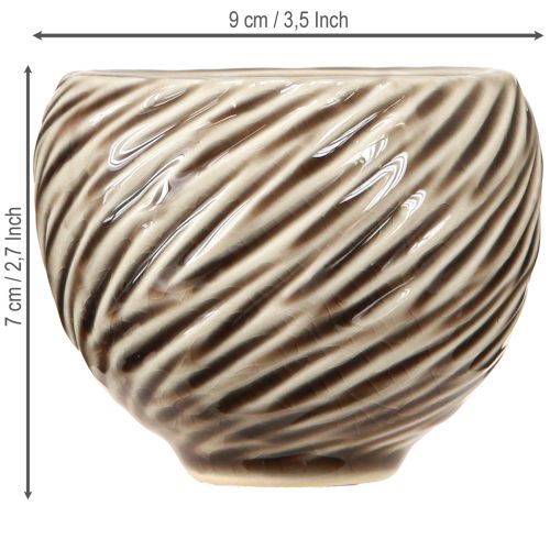 Produkt Miska dekoracyjna ceramiczna spiralna beżowo-brązowa Ø9cm 4szt