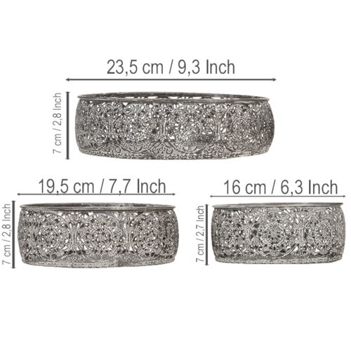 Produkt Dekoracyjna metalowa miska, wzór szaro-biały, Ø16/19,5/23,5 cm, zestaw 3 sztuk