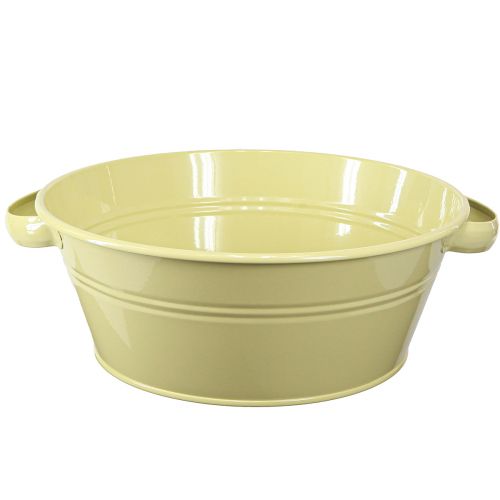 Produkt Miska dekoracyjna, metalowa, zielono-żółta, z uchwytem w kształcie kwiatka Ø33,5cm