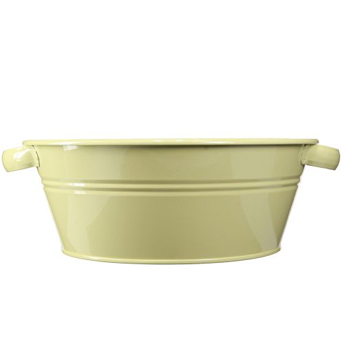 Produkt Miska dekoracyjna, metalowa, zielono-żółta, z uchwytem w kształcie kwiatka Ø33,5cm
