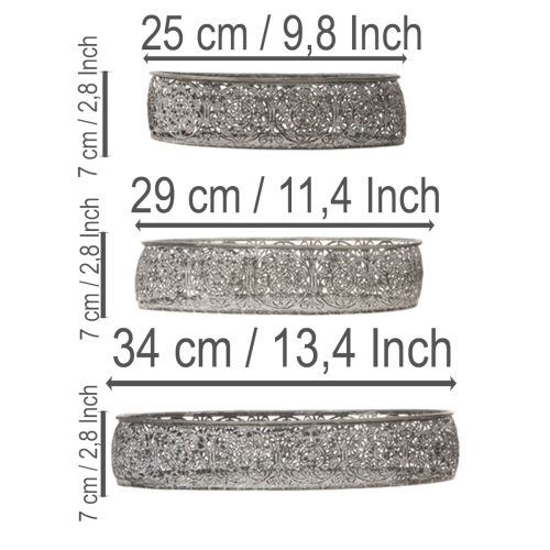 Produkt Miska dekoracyjna metalowa owalna wzór szara 25,5/29/34,5 cm zestaw 3 szt.