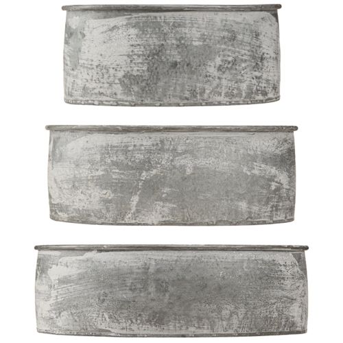 Produkt Dekoracyjna metalowa miska owalna, szara L22,5/19,5/16cm, zestaw 3 szt