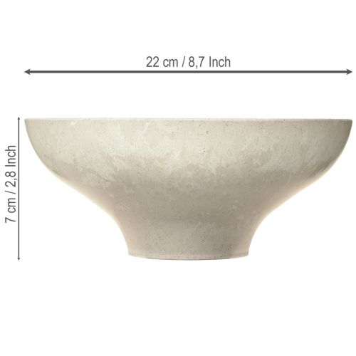 Floristik24 Miska dekoracyjna z podstawą plastikowa okrągła kremowa Ø19cm wys.8cm