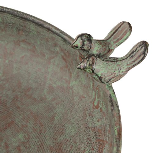 Produkt Miska dekoracyjna z ptakami Metalowa miska Antyczna Zielono-brązowa Ø30cm