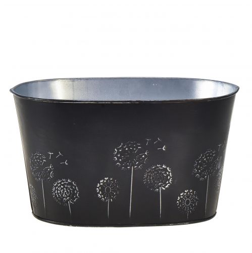 Miska dekoracyjna metalowa owalna w kolorze czarno-srebrnym kwiaty 20,5×12,5×12cm