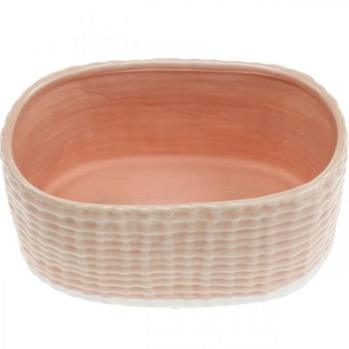 Floristik24 Misa dekoracyjna, doniczka, skrzynka na kwiaty, wzór kosza do dekoracji ceramicznych L21cm