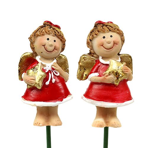 Floristik24 Korek dekoracyjny aniołek czerwony, biały 4,5cm L28cm 8szt.