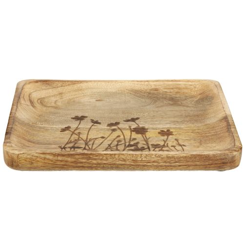 Produkt Dekoracyjna taca z drewna mango z kwiatowym wzorem 25×20cm