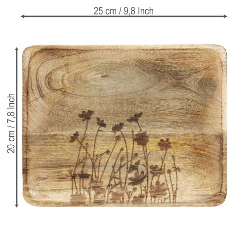 Produkt Dekoracyjna taca z drewna mango z kwiatowym wzorem 25×20cm