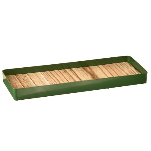 Taca dekoracyjna metalowa drewniana taca metalowa zielona 35,5×11×3cm 2szt