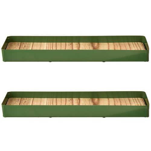 Produkt Taca dekoracyjna metalowa drewniana taca metalowa zielona 35,5×11×3cm 2szt