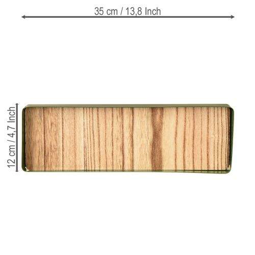 Produkt Taca dekoracyjna metalowa drewniana taca metalowa zielona 35,5×11×3cm 2szt