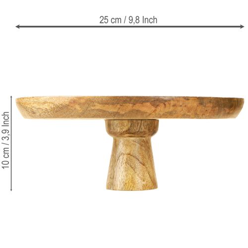Produkt Talerz dekoracyjny drewno z nóżką stojak na ciasto optyka naturalna Ø25cm