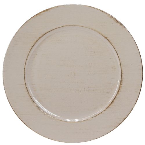 Floristik24 Talerz dekoracyjny plastikowy talerz dekoracyjny plastikowy szaro-brązowy Ø33cm