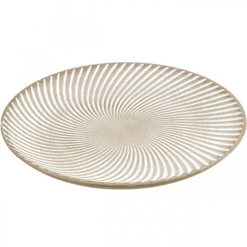 Produkt Talerz dekoracyjny okrągły biały brązowe rowki dekoracja stołu Ø35cm W3cm