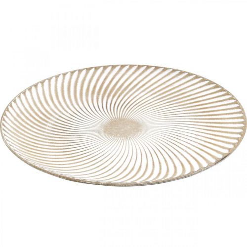 Produkt Talerz dekoracyjny okrągły biały brązowe rowki dekoracja stołu Ø40cm W4cm