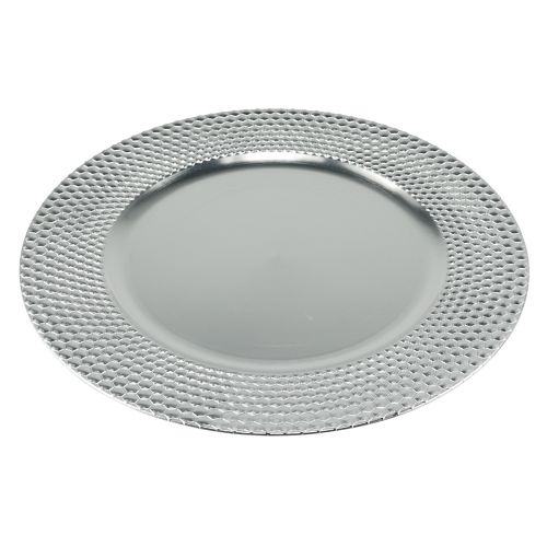 Talerz dekoracyjny okrągły plastikowy talerz dekoracyjny srebrny Ø33cm