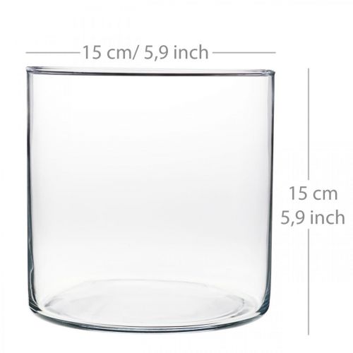 Floristik24 Wazon dekoracyjny szklany cylinder przezroczysty Ø15cm W15cm