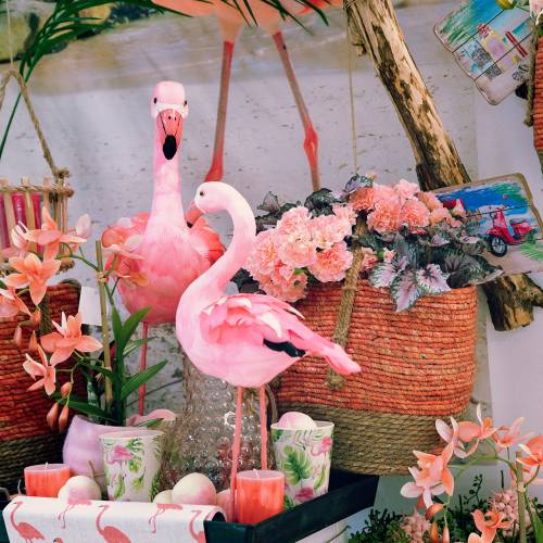 Produkt Deco Flamingo z piórami różowy H45cm
