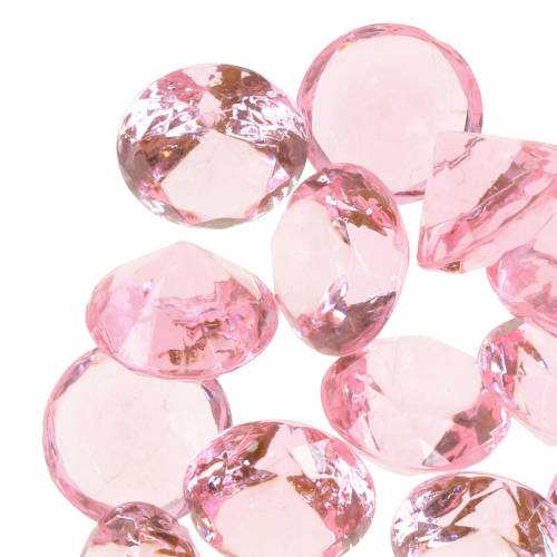Floristik24 Ozdobne kamienie diamentowe akrylowe jasnoróżowe Ø1,8 cm 150g rozproszona dekoracja na stół
