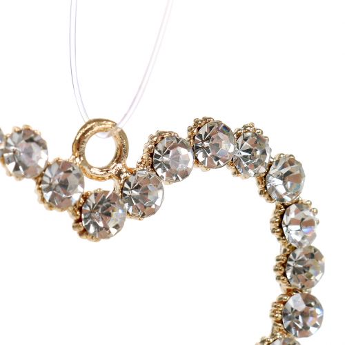 Floristik24 Serduszka ozdobne złote do zawieszenia z dżetami 6szt.