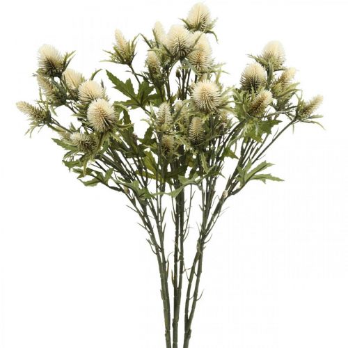 Thistle sztuczna dekoracyjna gałązka kremowa 10 główek kwiatowych 68cm 3szt
