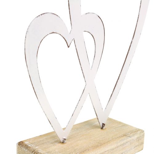 Floristik24 Podwójne serce białe na stopie H18cm
