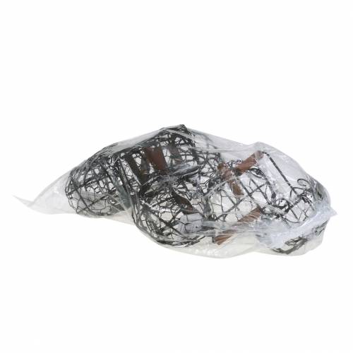 Produkt Mini kosz druciany z drewnianą rączką, rdzawy brąz, wys. 10,5–11,5 cm, 9 sztuk