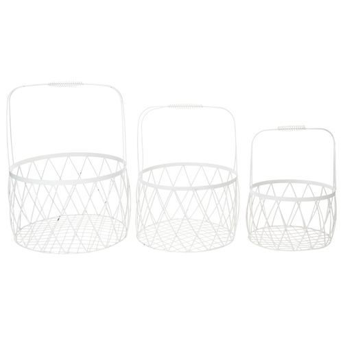 Produkt Koszyk druciany z uchwytem, metal biały, Ø25/30/35 cm, zestaw 3 szt.