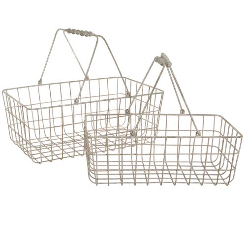 Produkt Kosz druciany z uchwytami szary 34×20,5cm / 38×24,5cm zestaw 2 szt.