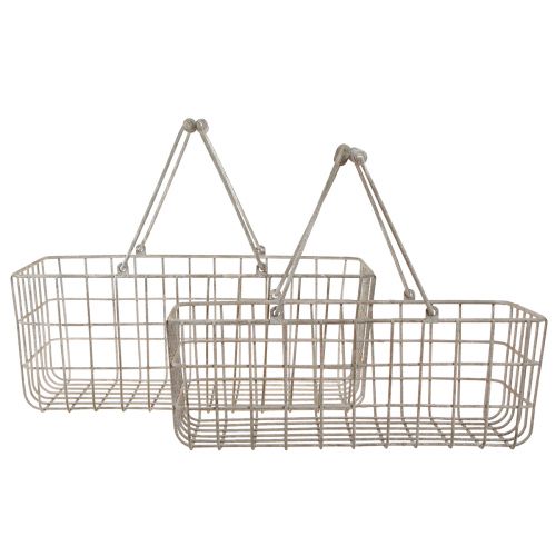 Produkt Kosz druciany z uchwytami szary 34×20,5cm / 38×24,5cm zestaw 2 szt.