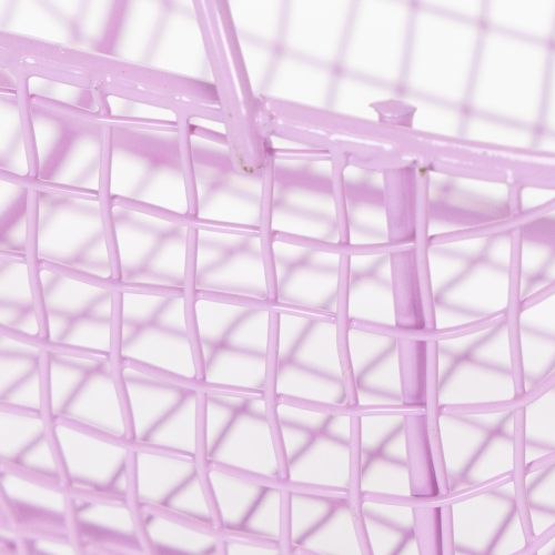 Produkt Koszyk druciany z drewnianym uchwytem, idealny do nowoczesnego salonu i stylowej dekoracji, 17 cm, 6 sztuk