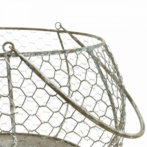 Floristik24 Kosz druciany shabby chic kosz z siatki drucianej dekoracja ogrodowa Ø37/26cm zestaw 2 szt