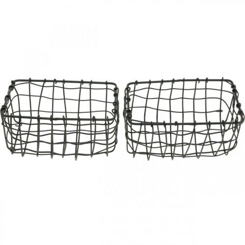 Floristik24 Mini kosz druciany, dekoracja metalowa, kosz na rośliny prostokątny L13cm H6,5cm 2szt.