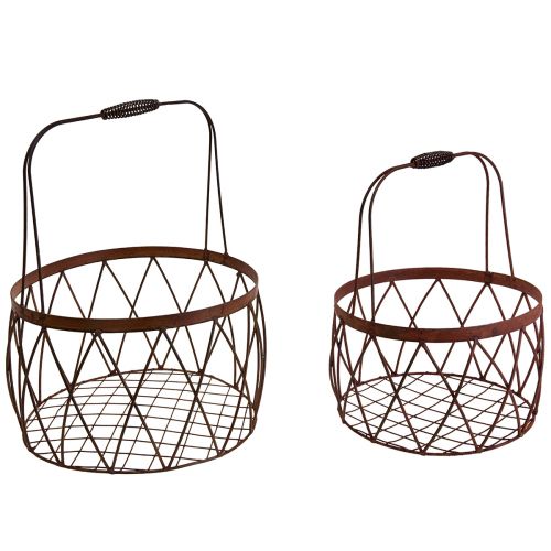 Produkt Kosz druciany Kosz siatkowy z uchwytem dekoracja ogrodowa rdza Ø25/20cm, zestaw 2 szt