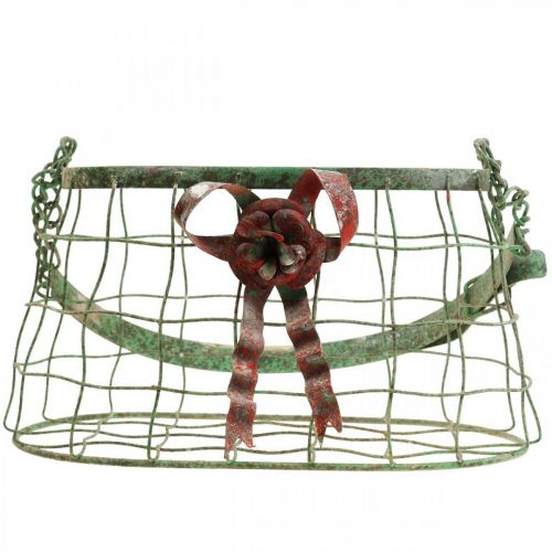 Floristik24 Torba z uchwytem, kosz metalowy, pojemnik druciany, kosz na rośliny L28,5cm H33cm