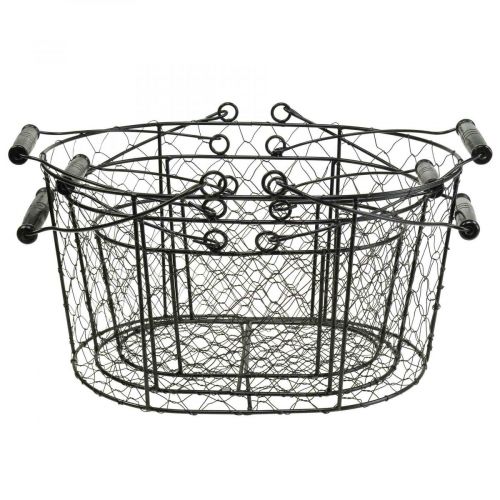 Produkt Kosz druciany z uchwytami, czarny, metalowy, 35/31/27 cm, 3 sztuki w zestawie