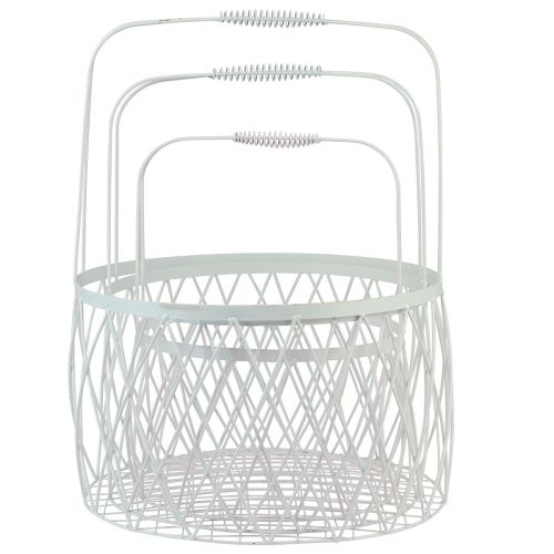 Produkt Kosz druciany z uchwytem, kosz z białego metalu Ø25/30/35 cm, zestaw 3 szt