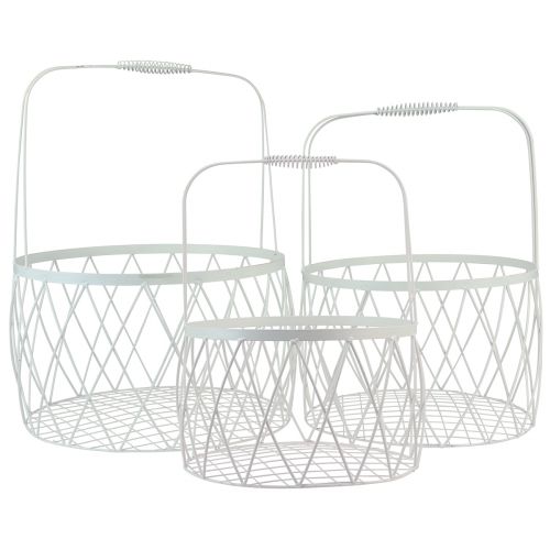 Produkt Kosz druciany z uchwytem, kosz z białego metalu Ø25/30/35 cm, zestaw 3 szt