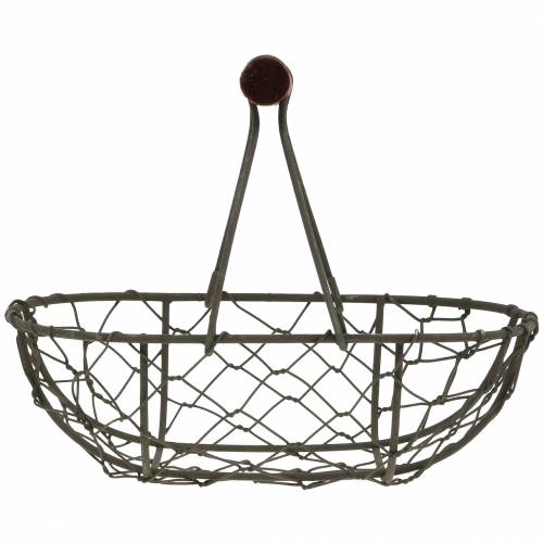 Produkt Koszyk druciany owalny z uchwytem szary 17×11cm wys. 15cm 2szt