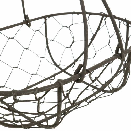 Produkt Koszyk druciany owalny z uchwytem szary 17×11cm wys. 15cm 2szt